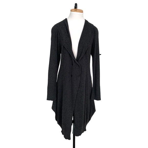 Ronen Chen Knit Sweater Dress Gray Double Breasted Lagenlook 4 - Picture 1 of 9